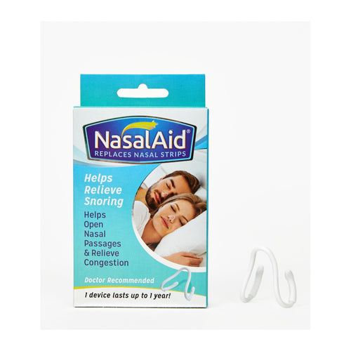 NasalAid nasal dilator on white background – reusable anti‑snoring device
